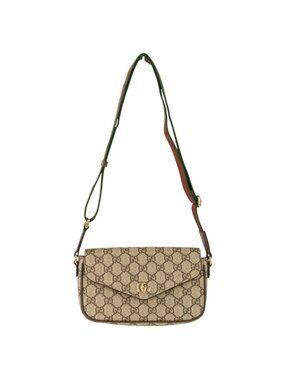 Gucci Office Web Line GG Split Muscadas Brown Shoulder Bag